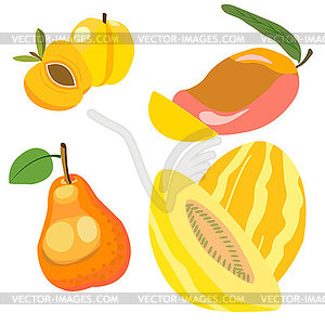 Fruit set of honey color, Sunny bright - vector image