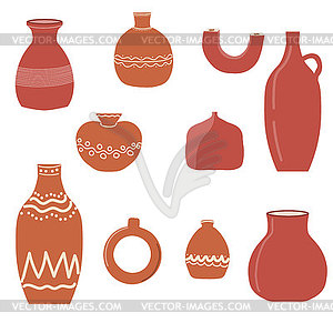 Set of various ceramic vases and pots with and - vector clip art