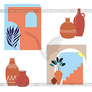 Mediterranean structure, dwelling, house. Elements - vector image