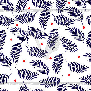 Seamless pattern of exotic hand-drawn plants, desig - vector image