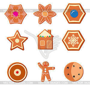 Traditional set of gingerbread and cookies for - vector clipart