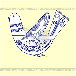 Fantastic bird in Scandinavian style folk art for - vector clip art