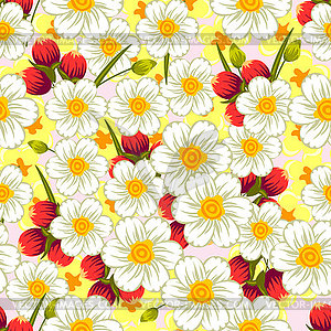 Seamless pattern of delicate colors flowers , for - vector image