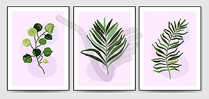 Set of botanical s with an abstract composi - vector clipart