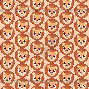 Cute lion cub, seamless pattern on children`s - vector clip art