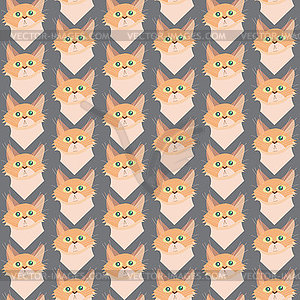 Cute Siamese cat, seamless pattern in cartoon style - vector clipart