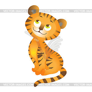 Cute tiger is cartoon animal character - vector clipart