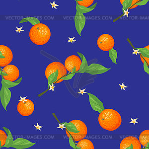 Pattern of orange fruits, branches, leaves and - vector clip art