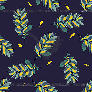 Pattern, beautiful abstract branch with leaves of - vector image