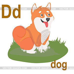 Cute doggie, ABC of children`s wall art. Postcards - vector image