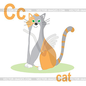 Cute cat, ABC of children`s wall art. Postcards wit - vector image