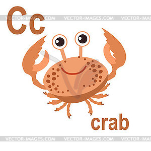 Wonderful crab, ABC of children`s wall art. - vector image