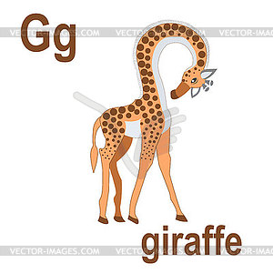 Cute giraffe, long neck, with beautiful bright spot - vector clip art