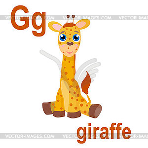 Cute giraffe, long neck, with beautiful bright spot - vector image