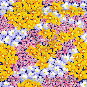 Floral summer meadow, beautiful flower bed - vector clip art