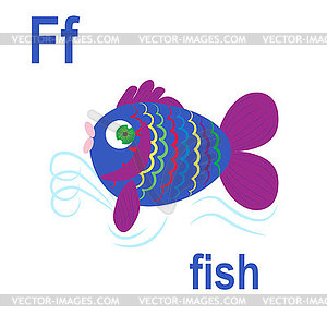 Wonderful fantastic fish, ABC of children`s wall - vector image