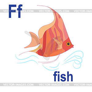 Wonderful fantastic fish, ABC of children`s wall - vector image