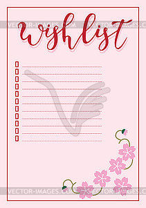 Planner, wish list in minimalist style, on pastel - vector image