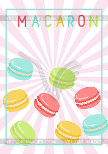 Poster, leaflet with bright delicious macarons cake - vector clipart