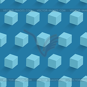 Blue cube seamless pattern - vector image