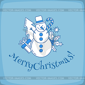 Snowman line - vector clip art