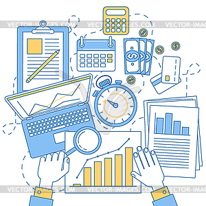 Statistics , line design - vector clip art