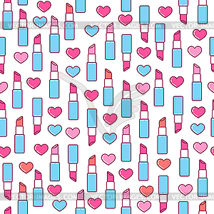 Valentine lipstick seamless pattern - vector clipart