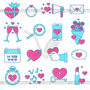 Set of Valentines icons - vector clipart