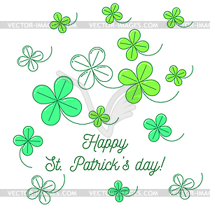 Clover background with text Happy St. Patrick`s day - vector image