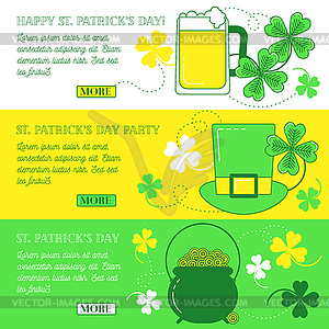 Web banners with clover, - vector clip art