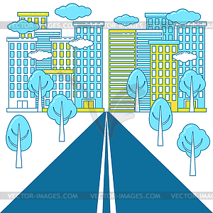 Highway road to big city - vector image