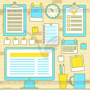 Workflow organization with bulletin - vector clip art