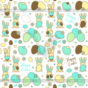 Easter bunny seamless pattern - vector clipart