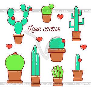 Cactus with hearts - vector clip art