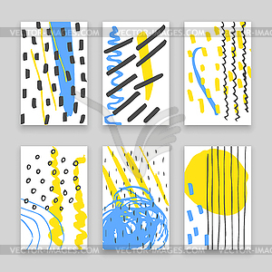 Doodle cards with abstract ink patterns - vector EPS clipart