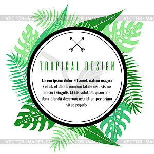 Tropical frame with palm leaves - vector image