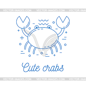 Crab line art logotype - vector clipart / vector image