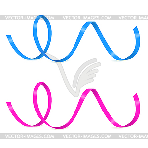 Ribbon swirl set pink and blue swirled ribbon - vector clip art