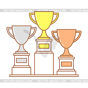 Trophy cup set of golden, bronze and silver cup - vector clip art