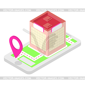Isometric location application - vector image