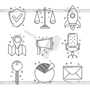 Business icon thin line set - vector clip art