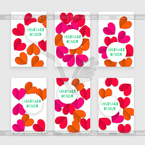 Valentine day set of banners with heart, red - vector image