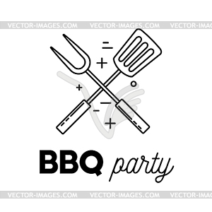 Barbecue party with skewer and spatula - vector clip art