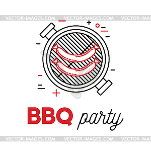 Barbecue sausage on grill - royalty-free vector clipart