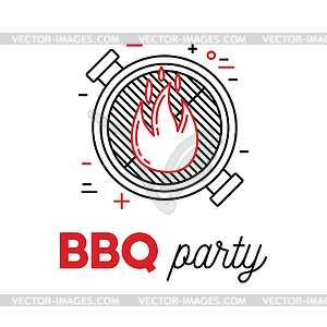 Barbecue party with grill and fire - vector clipart