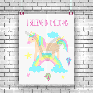 Unicorn poster - vector clipart