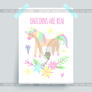 Unicorn poster - vector clip art