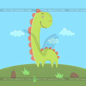Динозавр плоский - стоковое векторное изображение