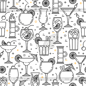 Cocktail alcoholic seamless pattern - color vector clipart