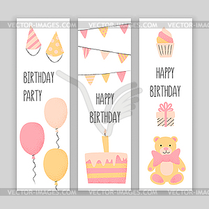 Happy birthday banner set, design - vector clipart